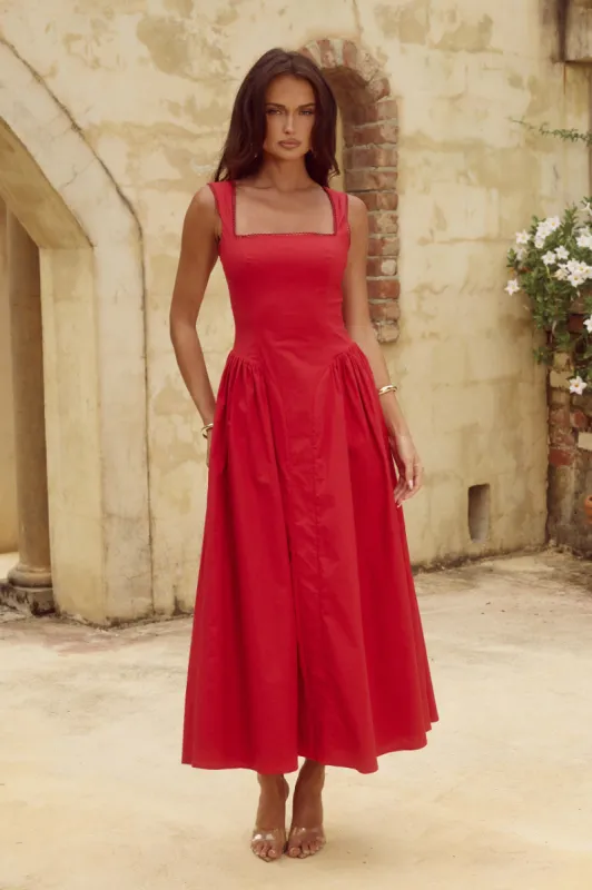 LANI MIDI DRESS - RED sold by Runaway The Label