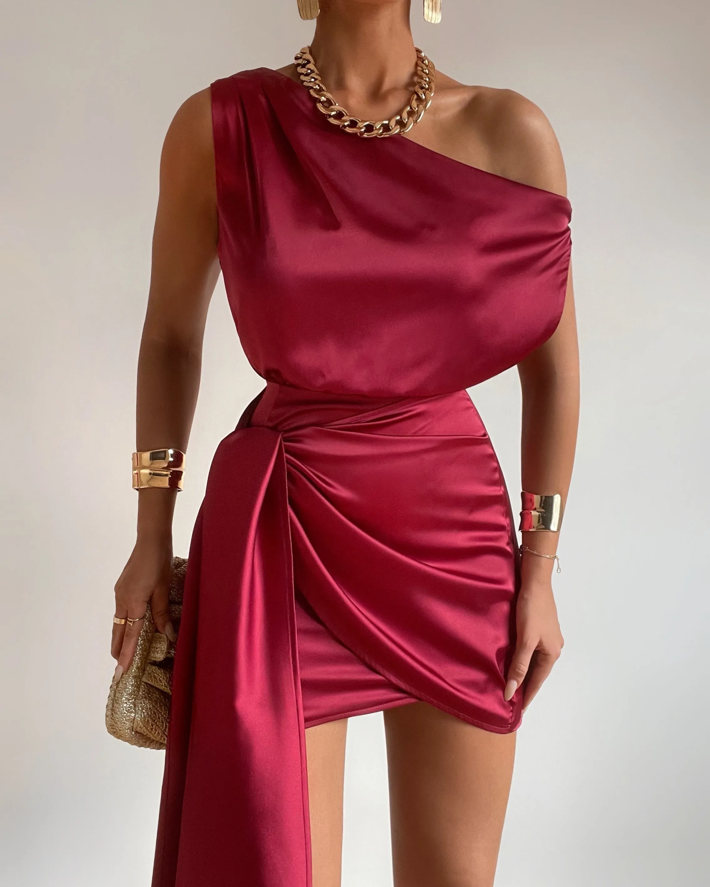 CHARISMA MINI DRESS - BURGUNDY sold by Runaway The Label