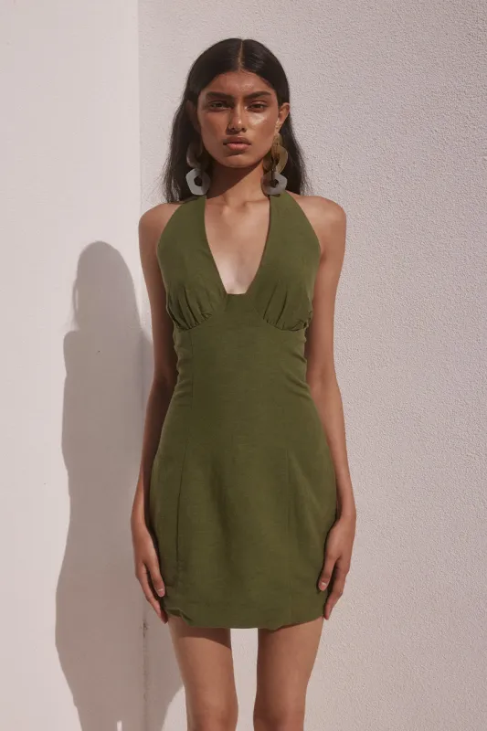 TANZIA MINI DRESS - KHAKI sold by Runaway The Label