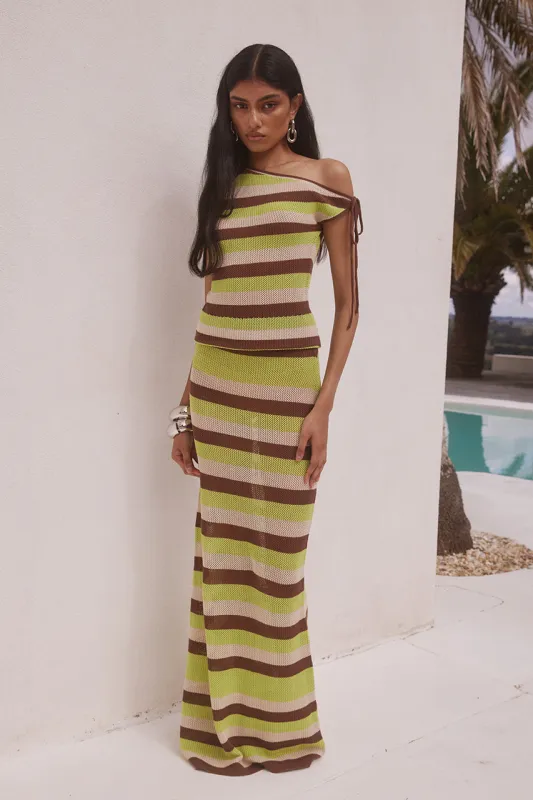 HAZEL MIDI SKIRT - LIME MULTI sold by Runaway The Label
