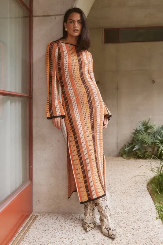 AIMEE MIDI DRESS - ORANGE MULTI sold by Runaway The Label