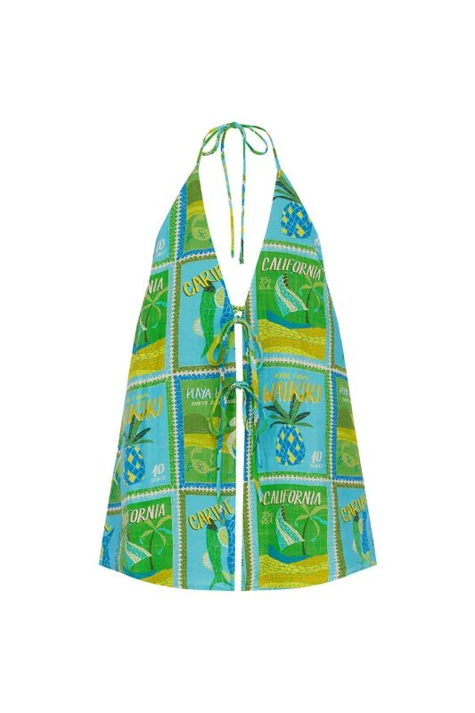 OCTAVIA TOP - ALOHA AQUA sold by Runaway The Label