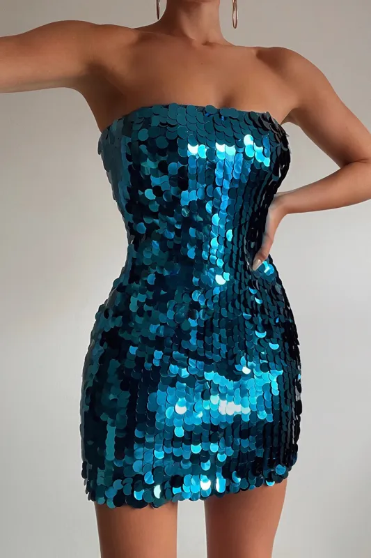 ZA ZA MINI DRESS - OCEAN sold by Runaway The Label