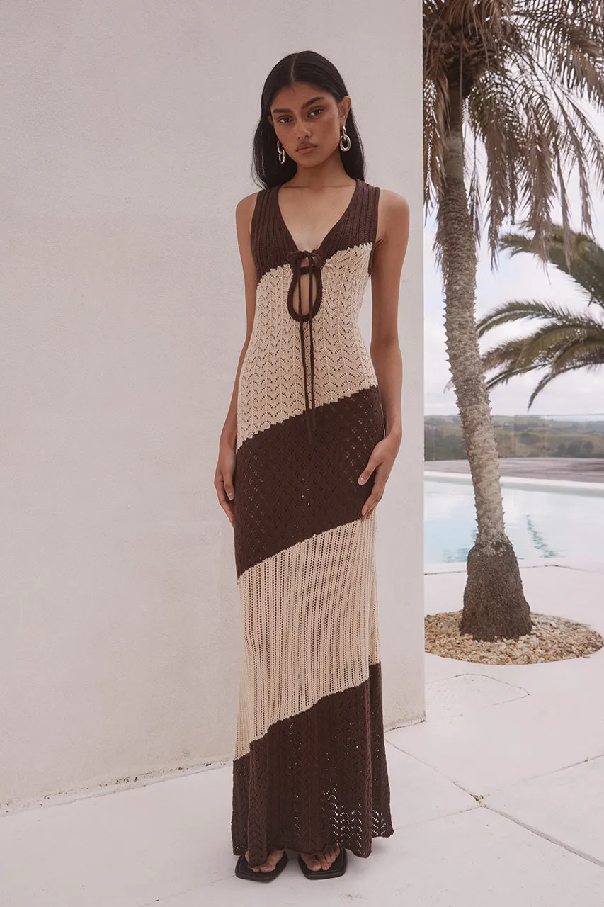 JULIE MAXI DRESS - SAND/CHOCOLATE sold by Runaway The Label product image thumbnail 4