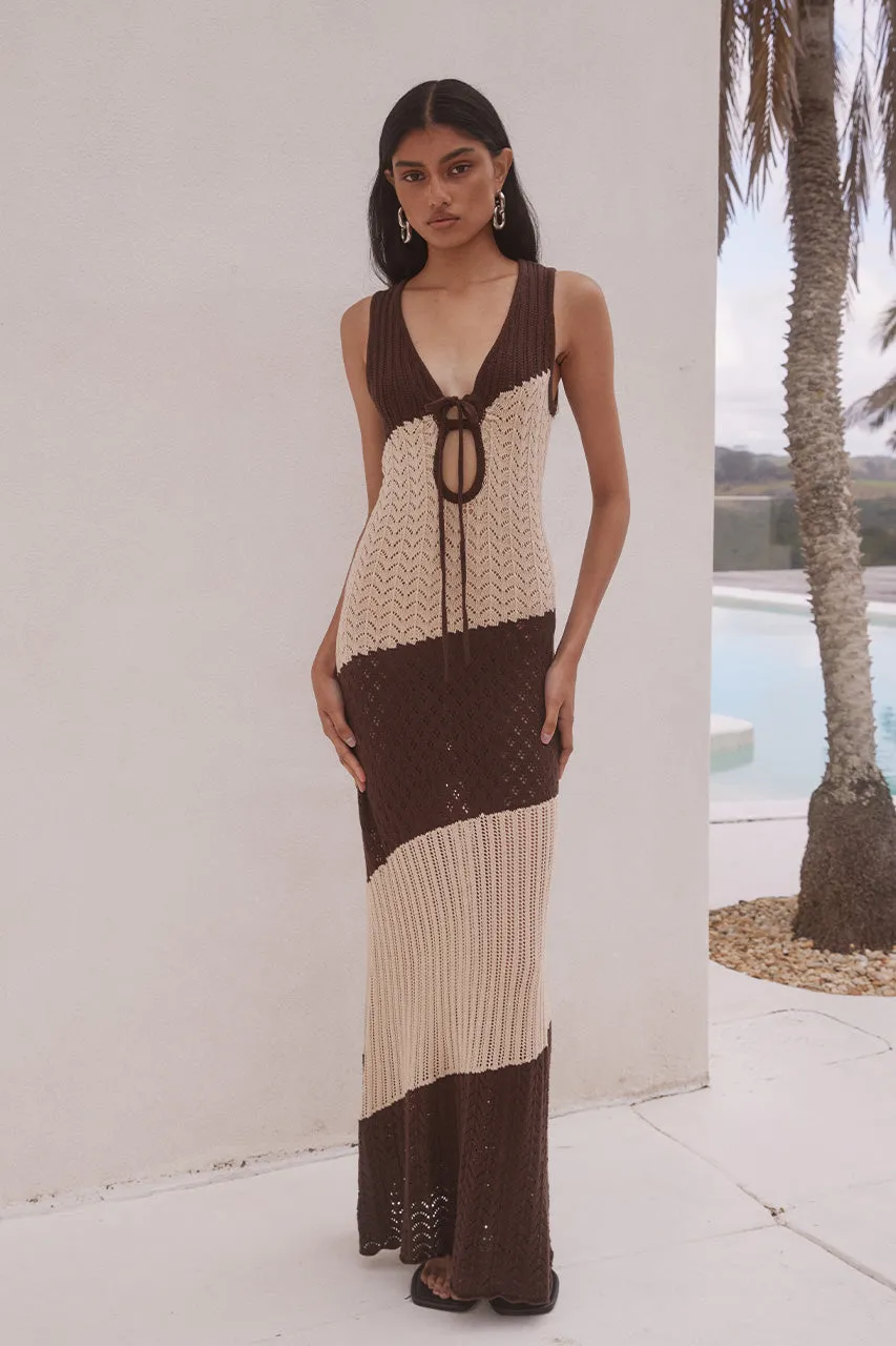JULIE MAXI DRESS - SAND/CHOCOLATE sold by Runaway The Label product image thumbnail 5