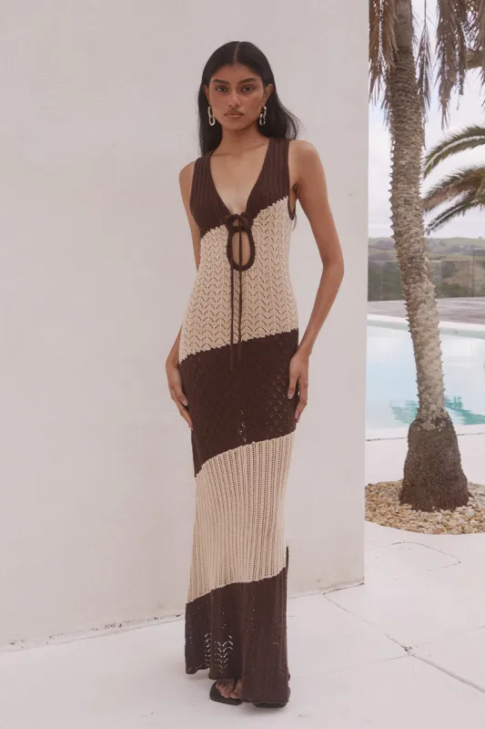JULIE MAXI DRESS - SAND/CHOCOLATE made by Runaway The Label
