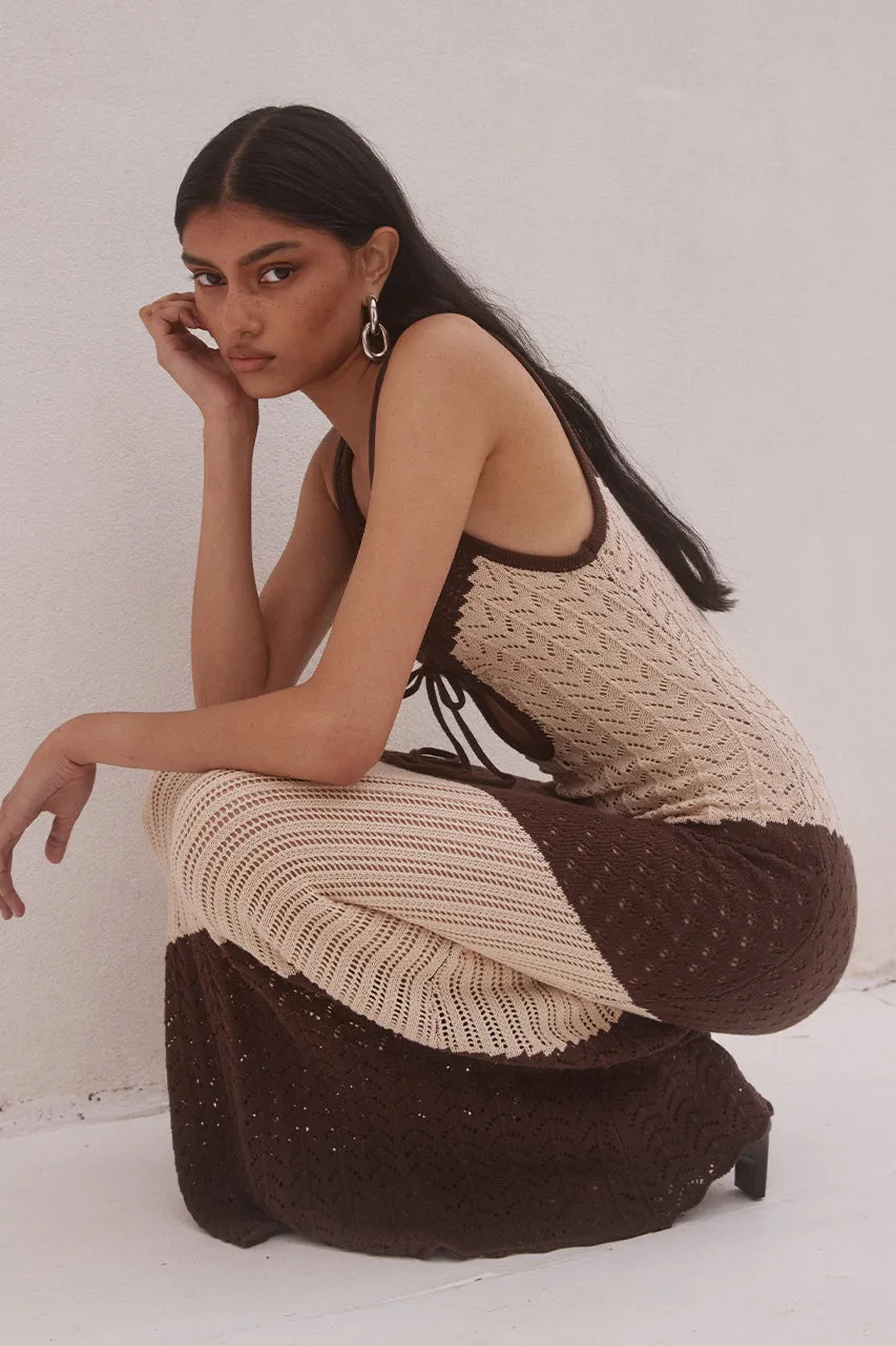 JULIE MAXI DRESS - SAND/CHOCOLATE sold by Runaway The Label product image thumbnail 3