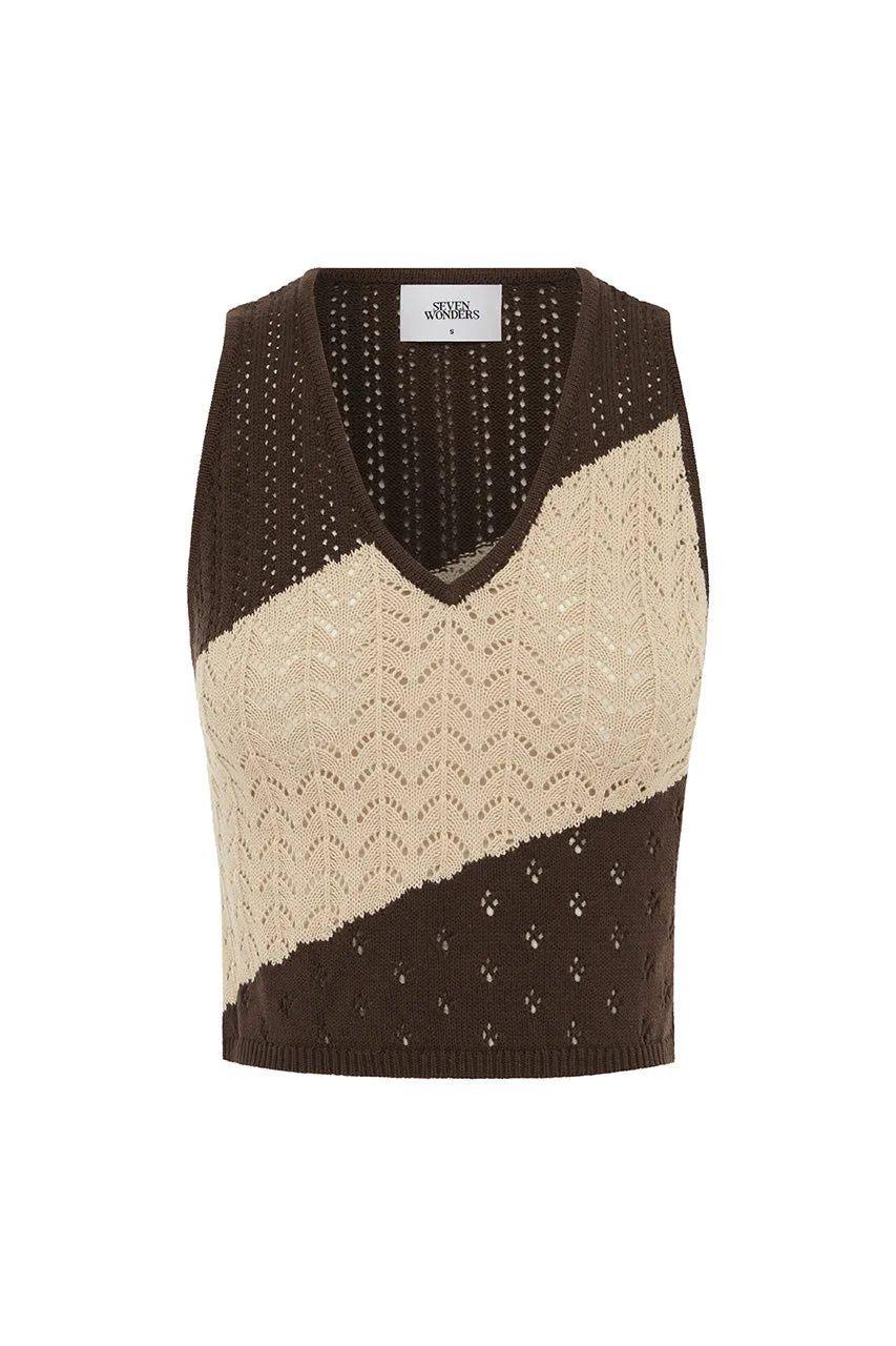 JULIE TOP - SAND/CHOCOLATE sold by Runaway The Label product image thumbnail 4
