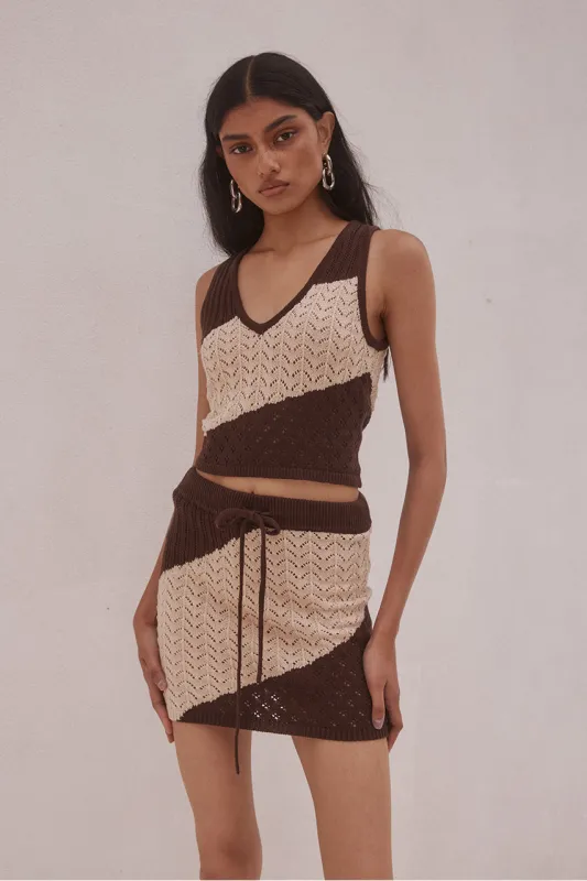JULIE TOP - SAND/CHOCOLATE sold by Runaway The Label