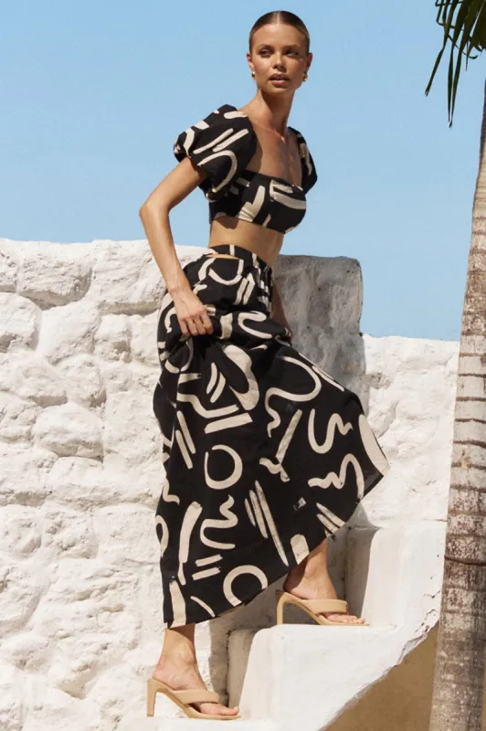 York Cotton Maxi Skirt - Black/Sand sold by Runaway The Label