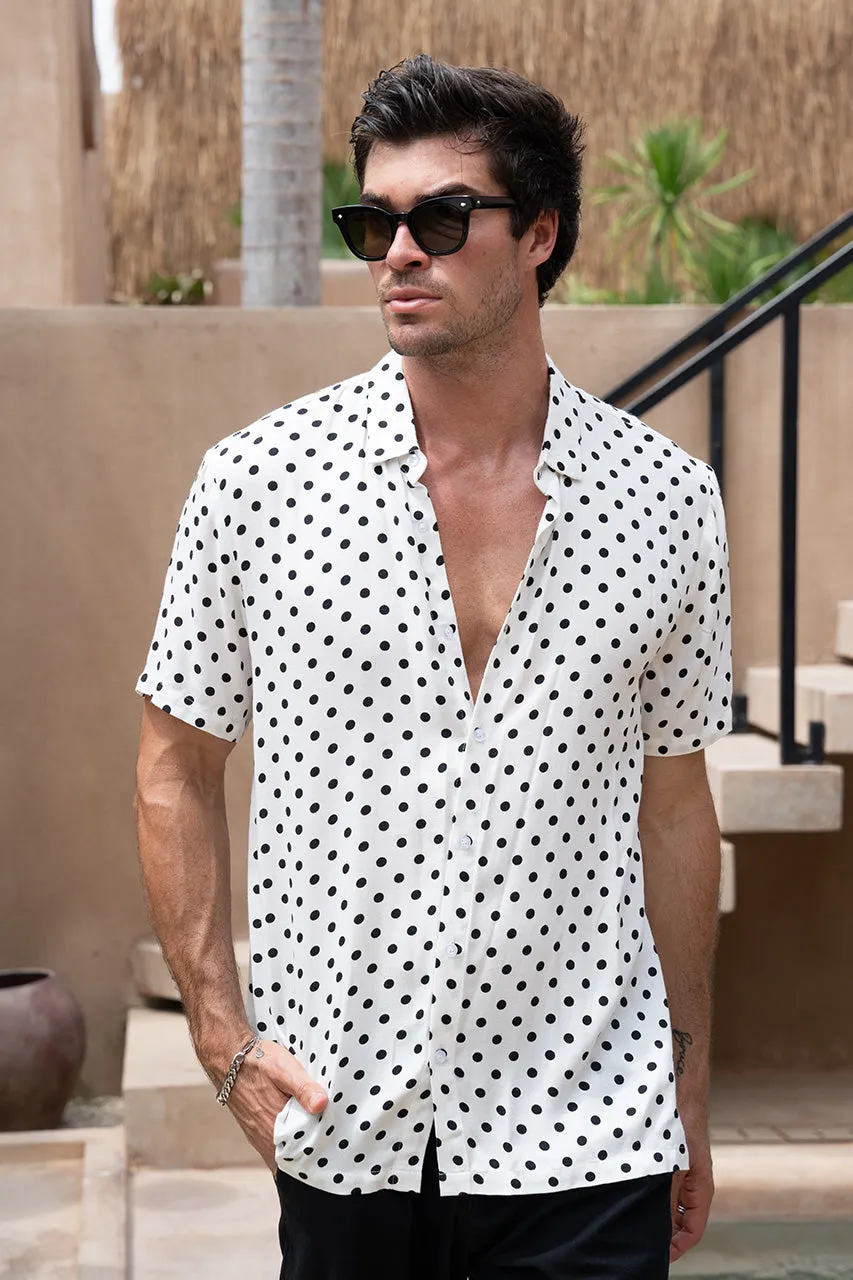 ELTON SHIRT - WHITE DOT sold by Runaway The Label