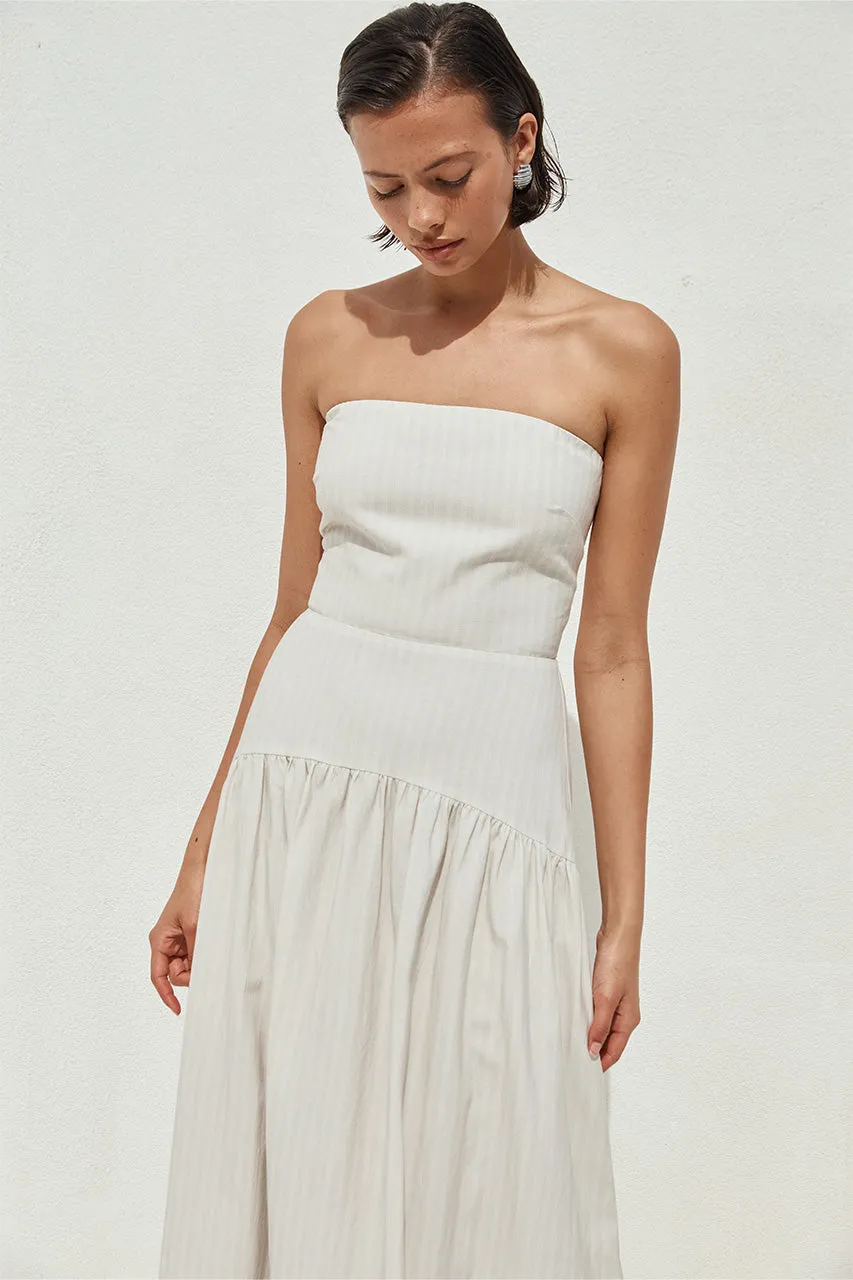 HEATHER MIDI DRESS - STONE PINSTRIPE sold by Runaway The Label product image thumbnail 4