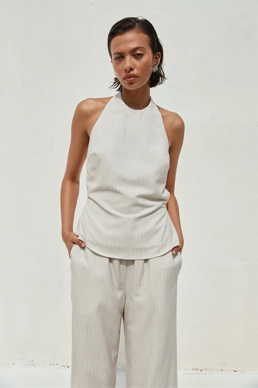 HEATHER TOP - STONE PINSTRIPE sold by Runaway The Label