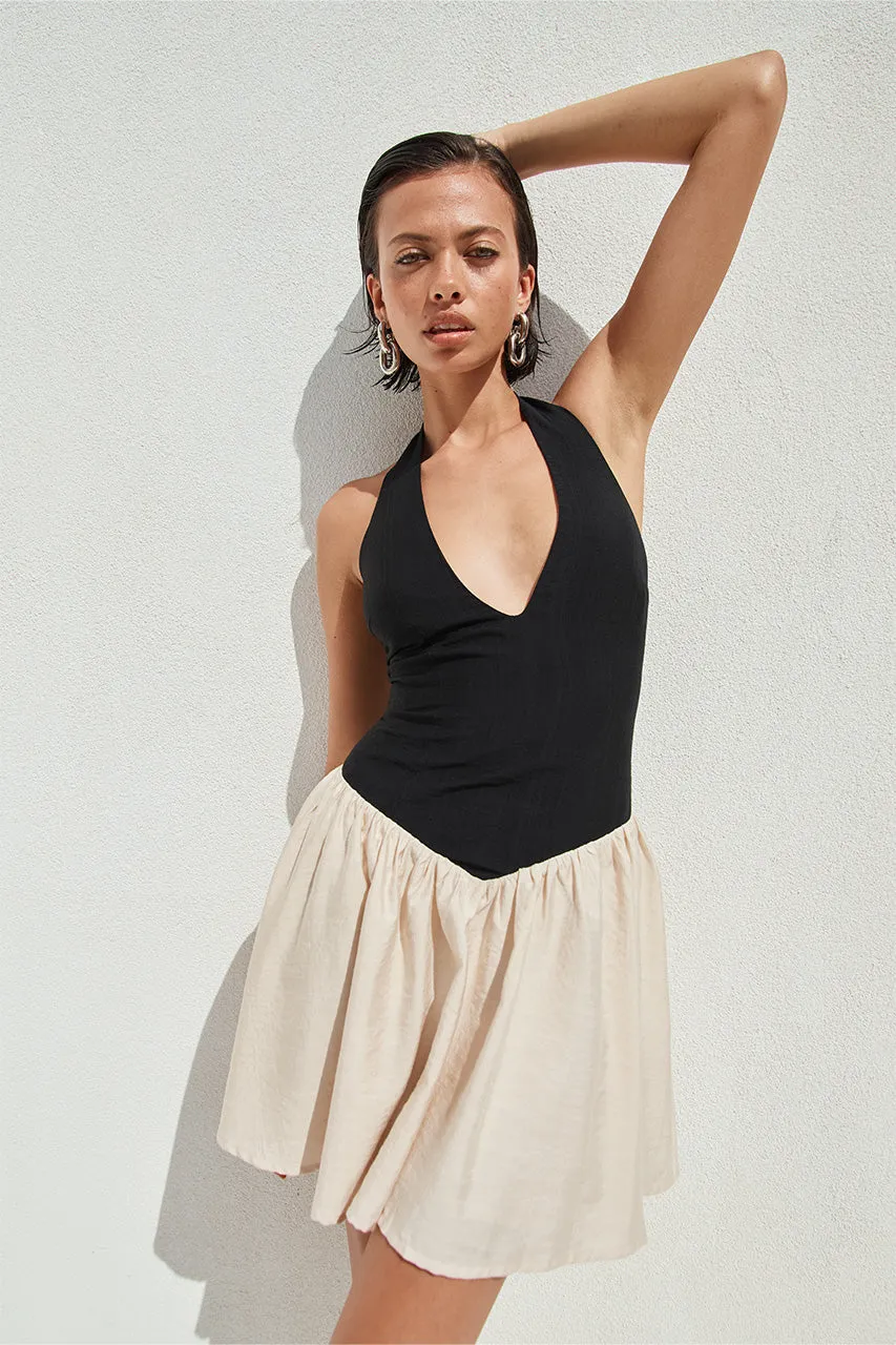 SAMMI MINI DRESS - BLACK/CREAM sold by Runaway The Label