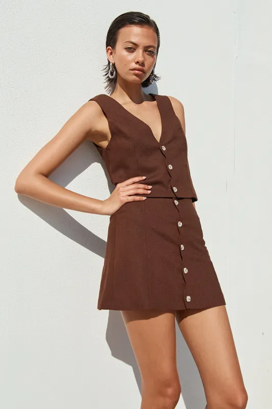 STELLA MINI SKIRT - CHOCOLATE sold by Runaway The Label