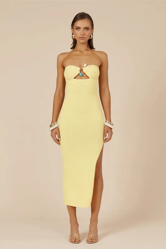 LUNA MIDI DRESS - LEMON sold by Runaway The Label