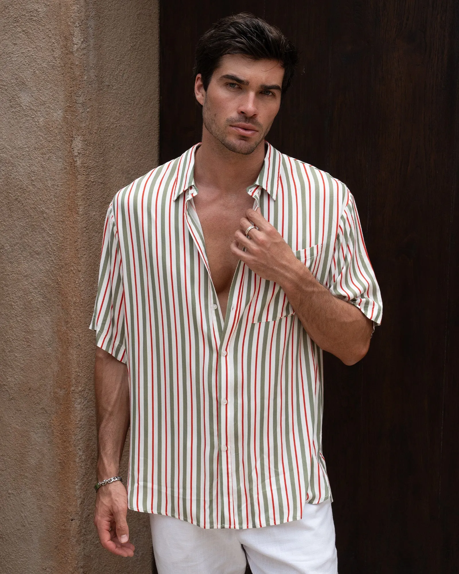 MILES SHIRT - KHAKI MULTI sold by Runaway The Label