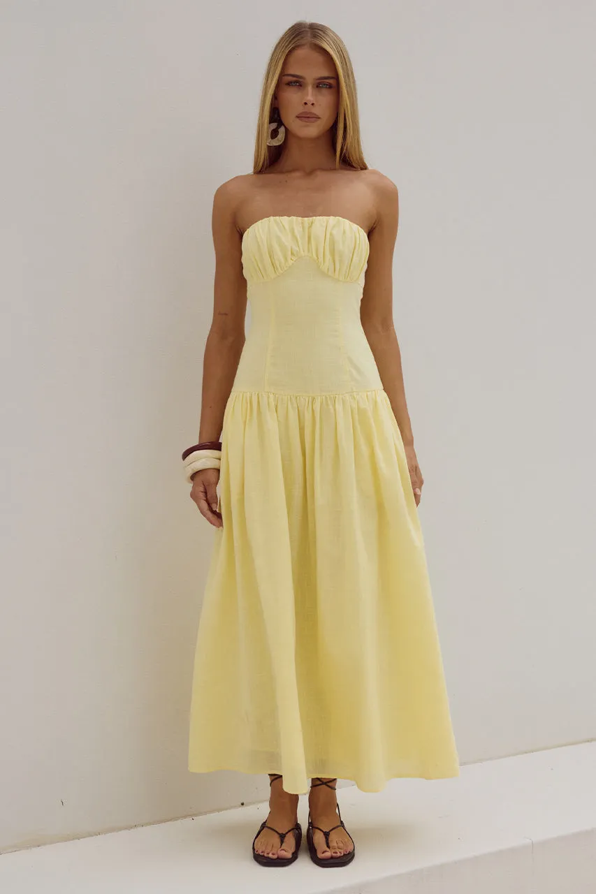 POPPY MIDI DRESS - LEMON sold by Runaway The Label