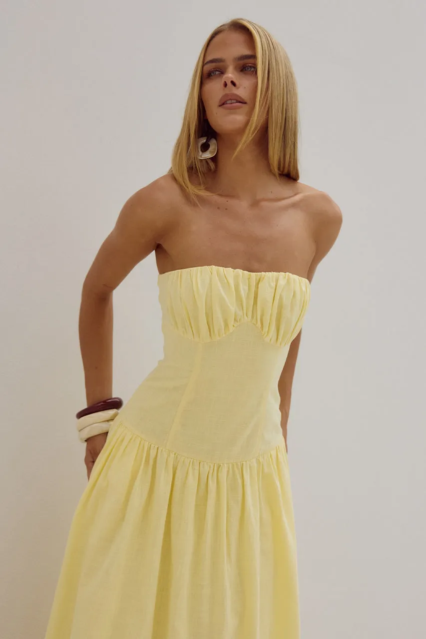 POPPY MIDI DRESS - LEMON sold by Runaway The Label product image thumbnail 3