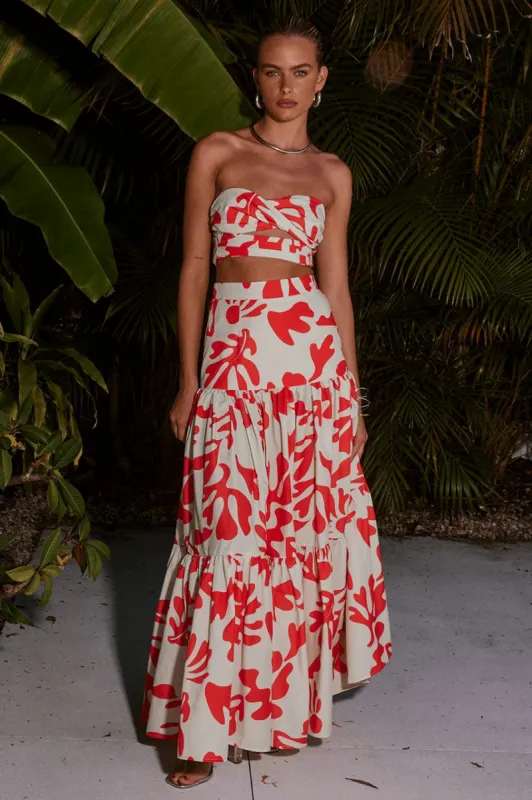 AKELI TIERED SKIRT - ORANGE BOTANICA sold by Runaway The Label