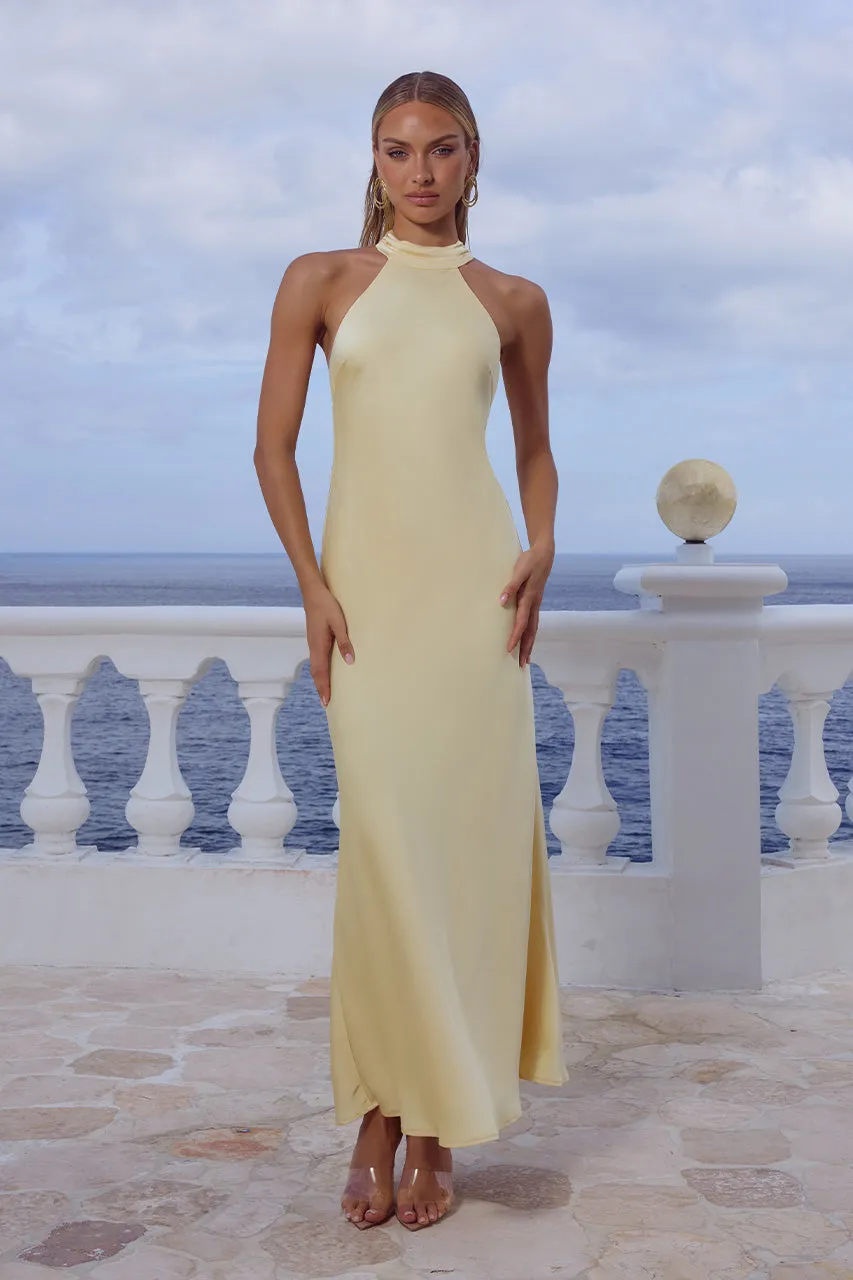 ARABELLE HIGH NECK MAXI DRESS - BUTTERMILK sold by Runaway The Label