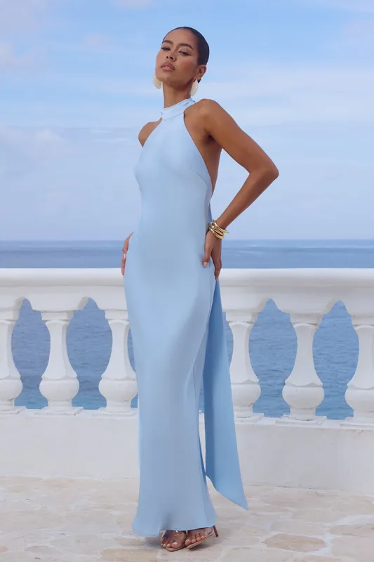 ARABELLE HIGH NECK MAXI DRESS - SKY BLUE made by Runaway The Label