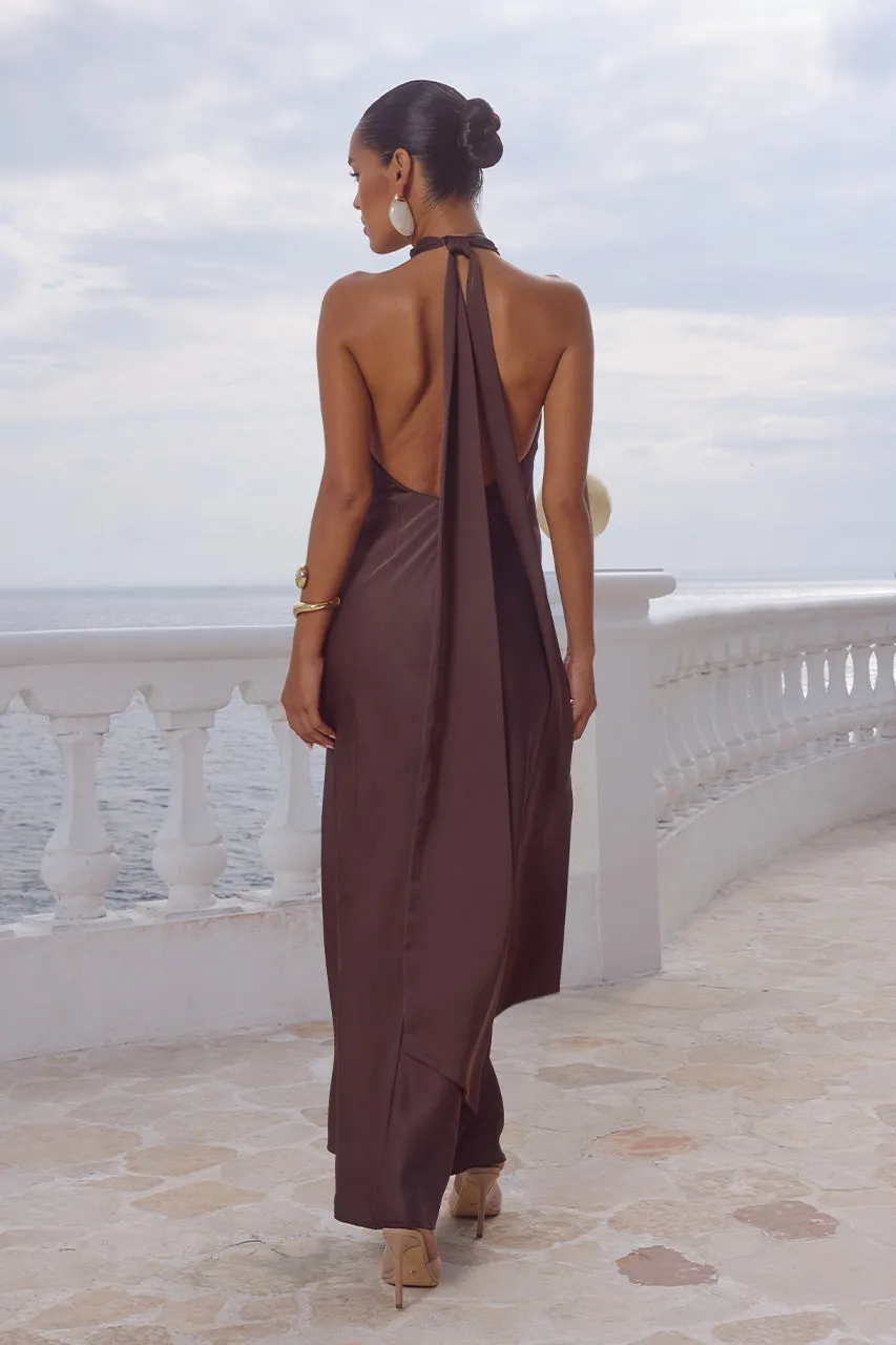 ARABELLE HIGH NECK MAXI DRESS - BITTER CHOCOLATE sold by Runaway The Label product image thumbnail 2