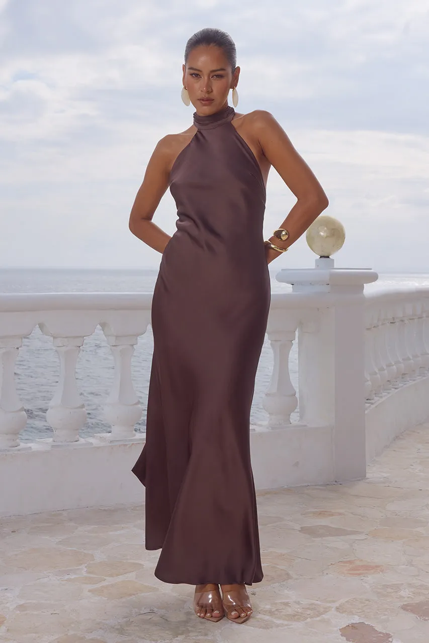 ARABELLE HIGH NECK MAXI DRESS - BITTER CHOCOLATE sold by Runaway The Label product image thumbnail 5