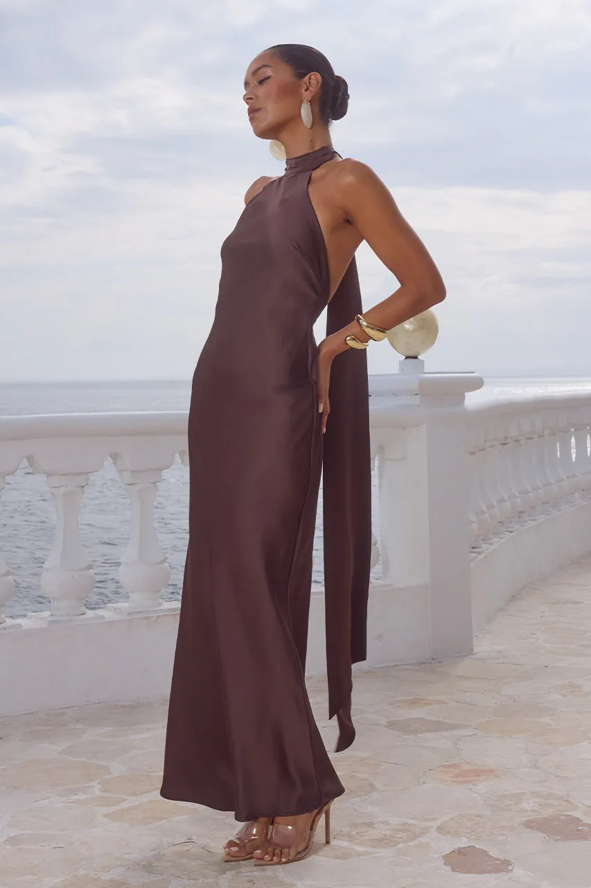 ARABELLE HIGH NECK MAXI DRESS - BITTER CHOCOLATE sold by Runaway The Label product image thumbnail 3