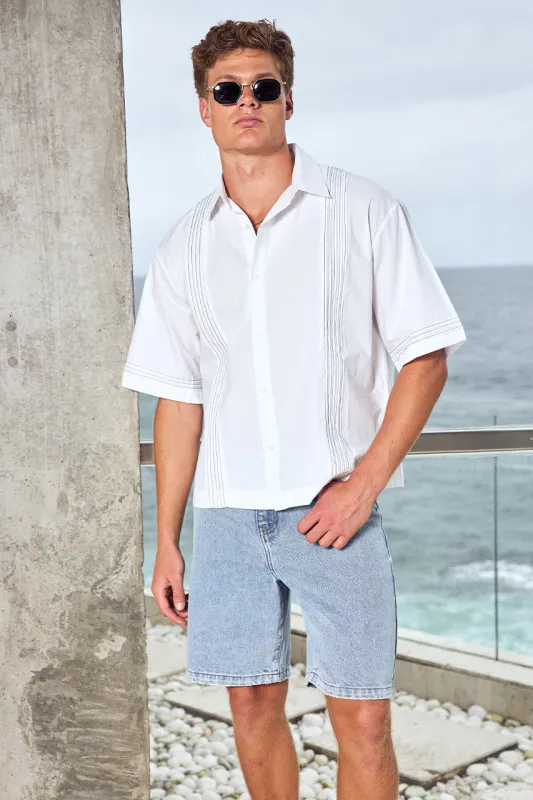 WESTERN SHORT SLEEVE SHIRT - WHITE made by Runaway The Label