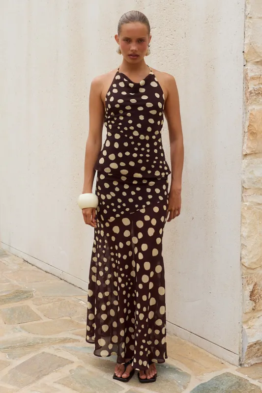 DOLORIS LOW WAIST MAXI SKIRT - SALMA SPOTS made by Seven Wonders