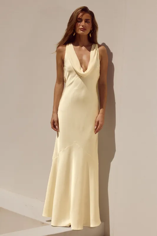 GABRIELLA COWL MAXI DRESS - LEMON made by Runaway The Label