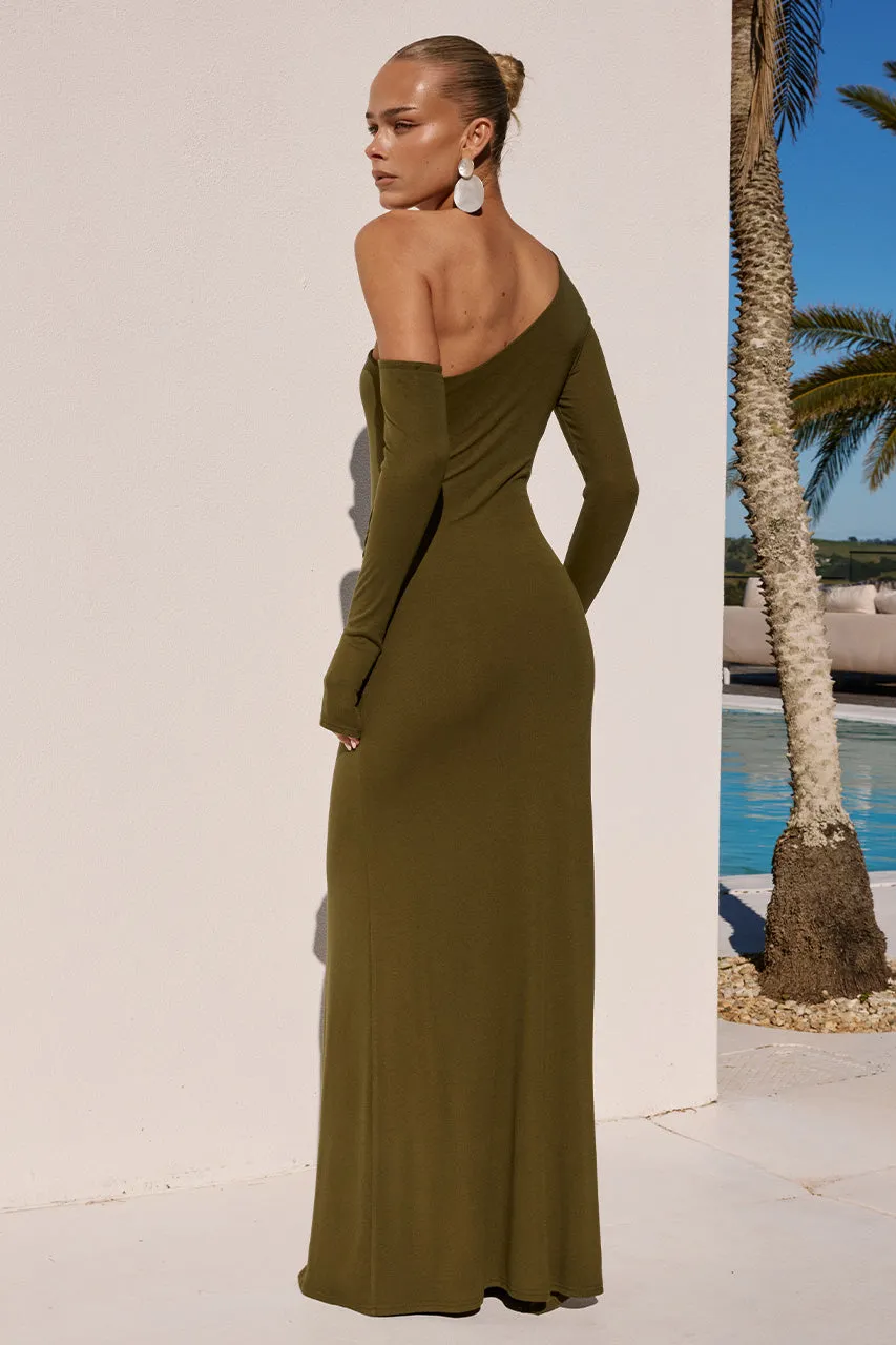 BIANCA ONE SHOULDER MAXI DRESS - ARMY GREEN sold by Runaway The Label product image thumbnail 2