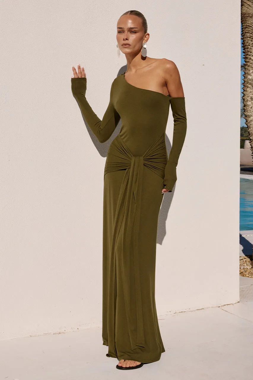 BIANCA ONE SHOULDER MAXI DRESS - ARMY GREEN sold by Runaway The Label product image thumbnail 3