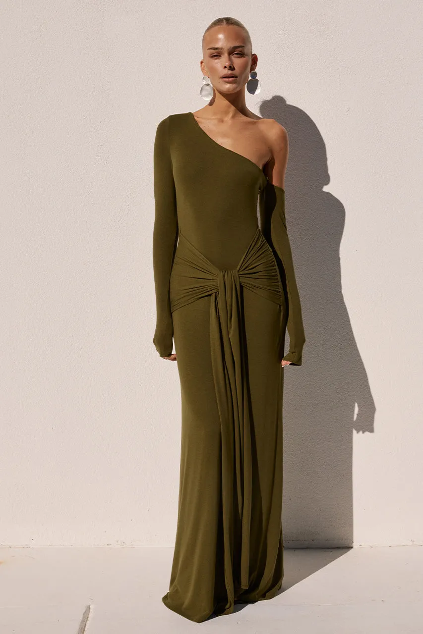 BIANCA ONE SHOULDER MAXI DRESS - ARMY GREEN sold by Runaway The Label product image thumbnail 5