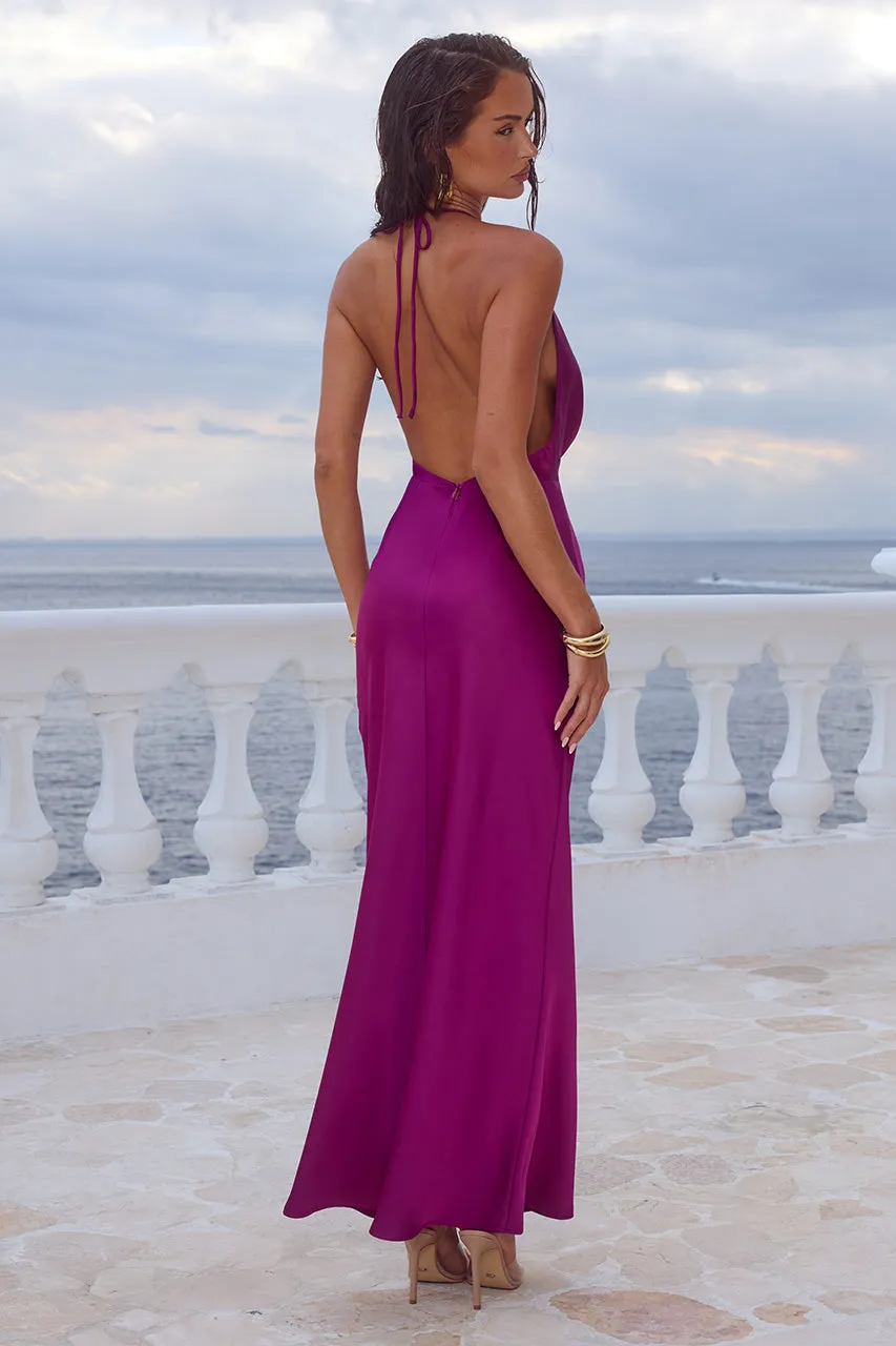 ELENA LOW PLUNGE MAXI DRESS - PLUM sold by Runaway The Label product image thumbnail 2