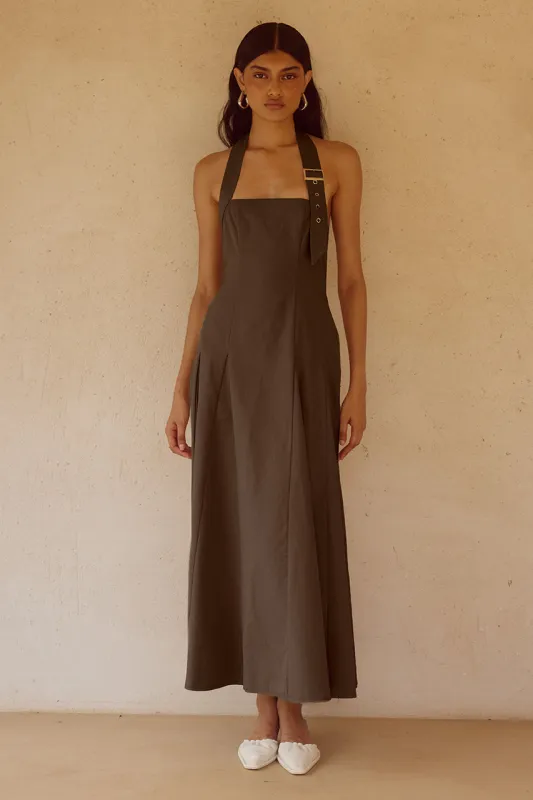 ASTRID HALTER MIDI DRESS - CHOCOLATE made by Seven Wonders