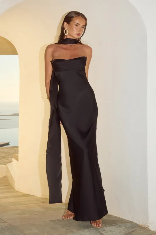 MADELEINE STRAPLESS MAXI DRESS - NOIR made by Runaway The Label