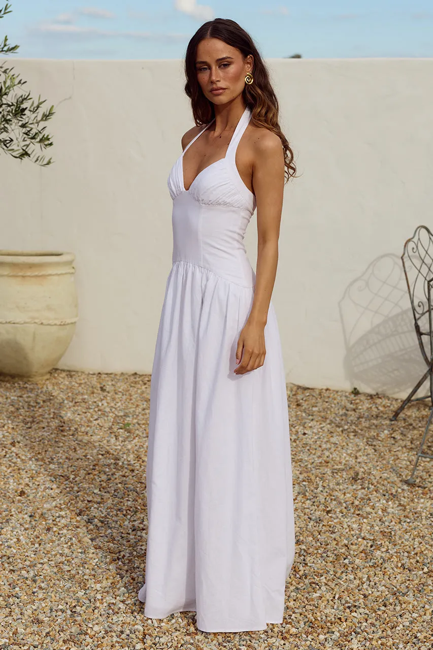 ELOISE DROP WAIST HALTER MAXI DRESS - WHITE sold by Runaway The Label product image thumbnail 5