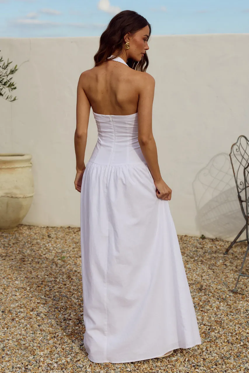 ELOISE DROP WAIST HALTER MAXI DRESS - WHITE sold by Runaway The Label product image thumbnail 2