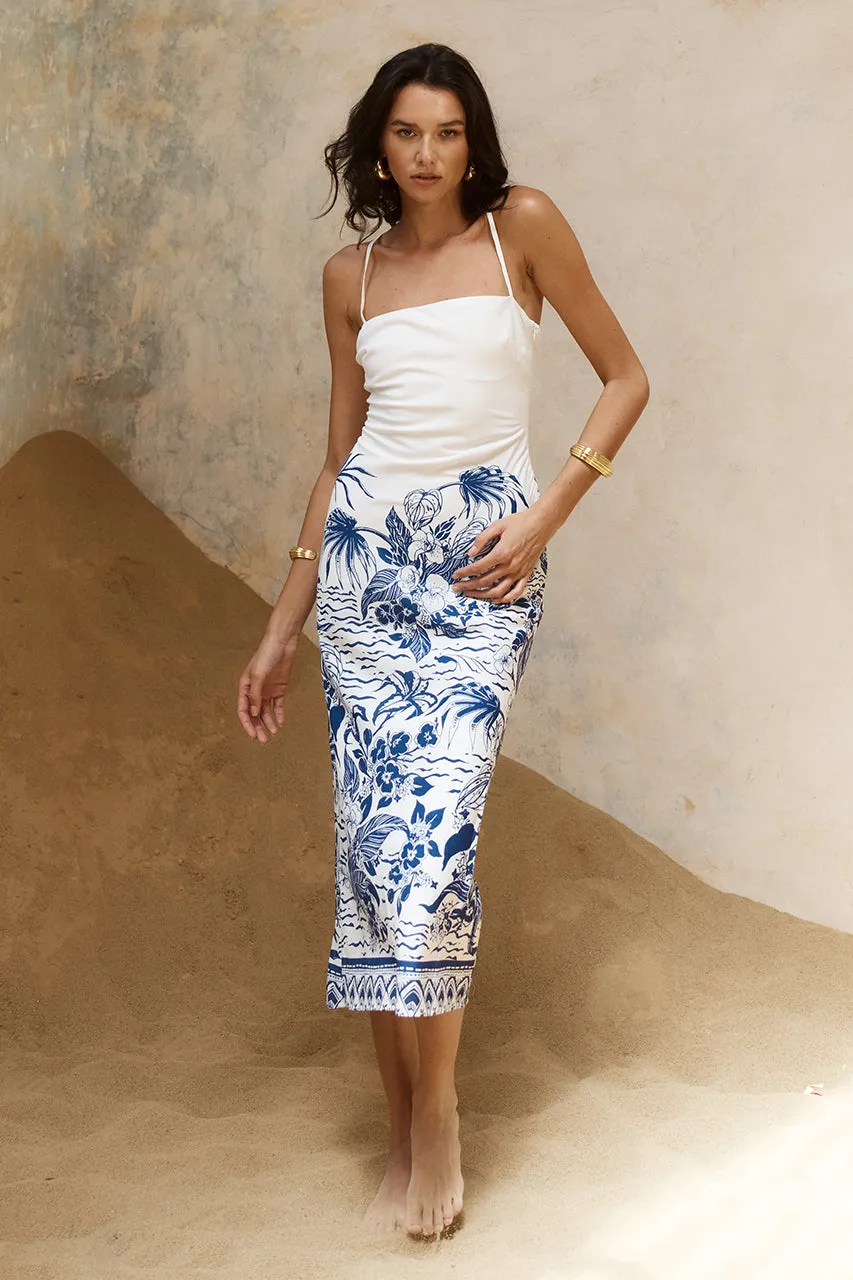VALENCIA MIDI DRESS - BLUE/WHITE sold by Runaway The Label product image thumbnail 5