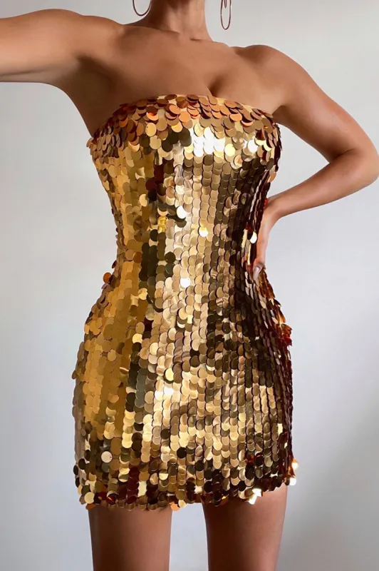 ZA ZA MINI DRESS - GOLD sold by Runaway The Label