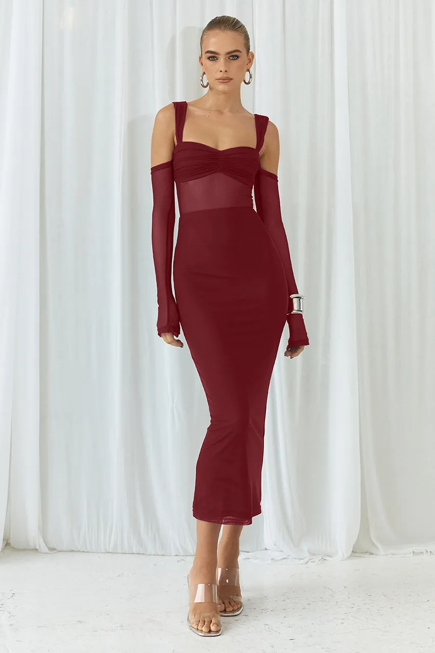 LAMOURA MIDI DRESS - WINE sold by Runaway The Label product image thumbnail 4