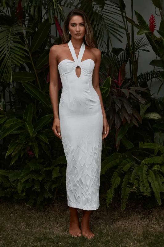 ARIELA LONG MIDI DRESS - WHITE sold by Runaway The Label