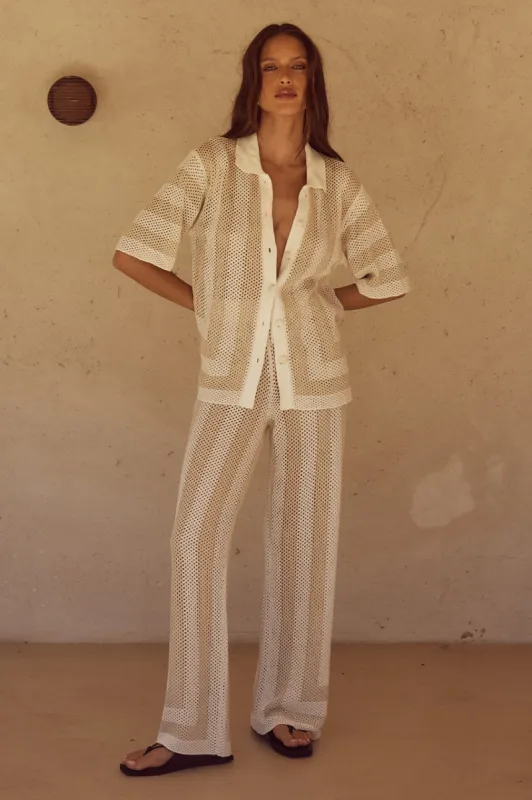 ZIGGY TOP - WHITE/SAND sold by Runaway The Label