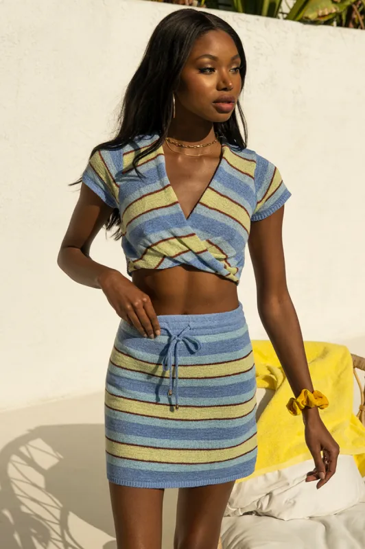 Zorya Cropped Top - Blue/Lime Stripe sold by Runaway The Label