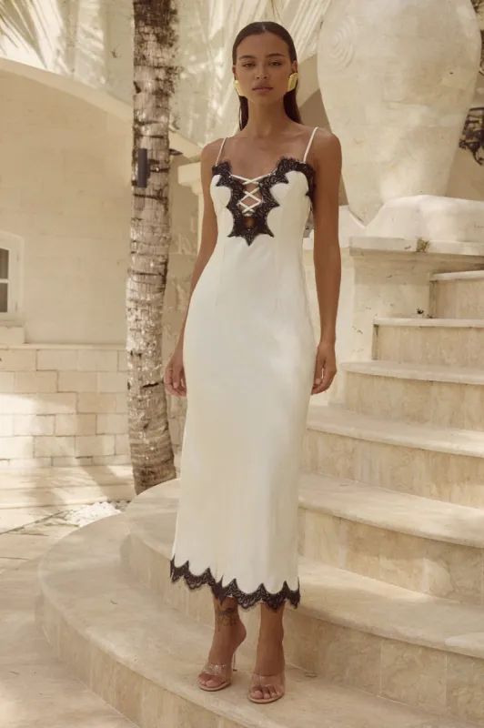 NULI MIDI DRESS - WHITE/BLACK sold by Runaway The Label
