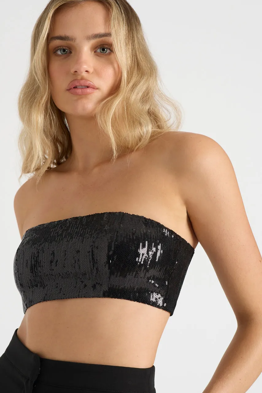 THE SEQUIN BANDEAU - BLACK sold by Runaway The Label