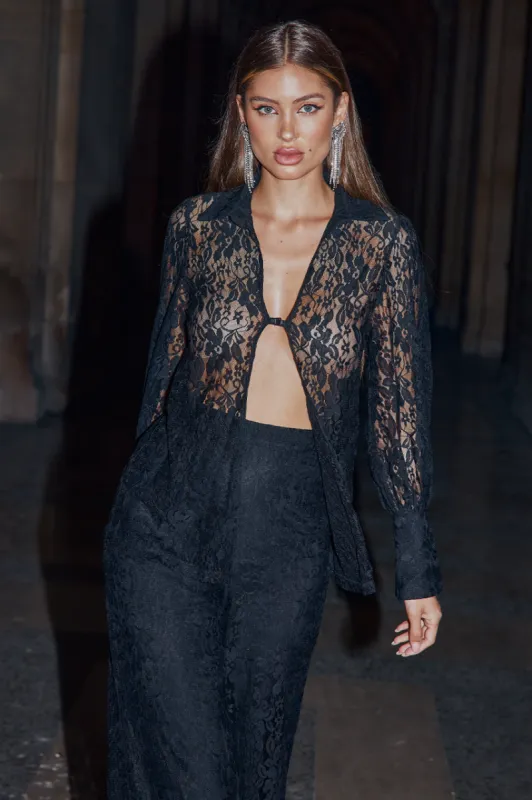 MAE LACE SHIRT - BLACK sold by Runaway The Label