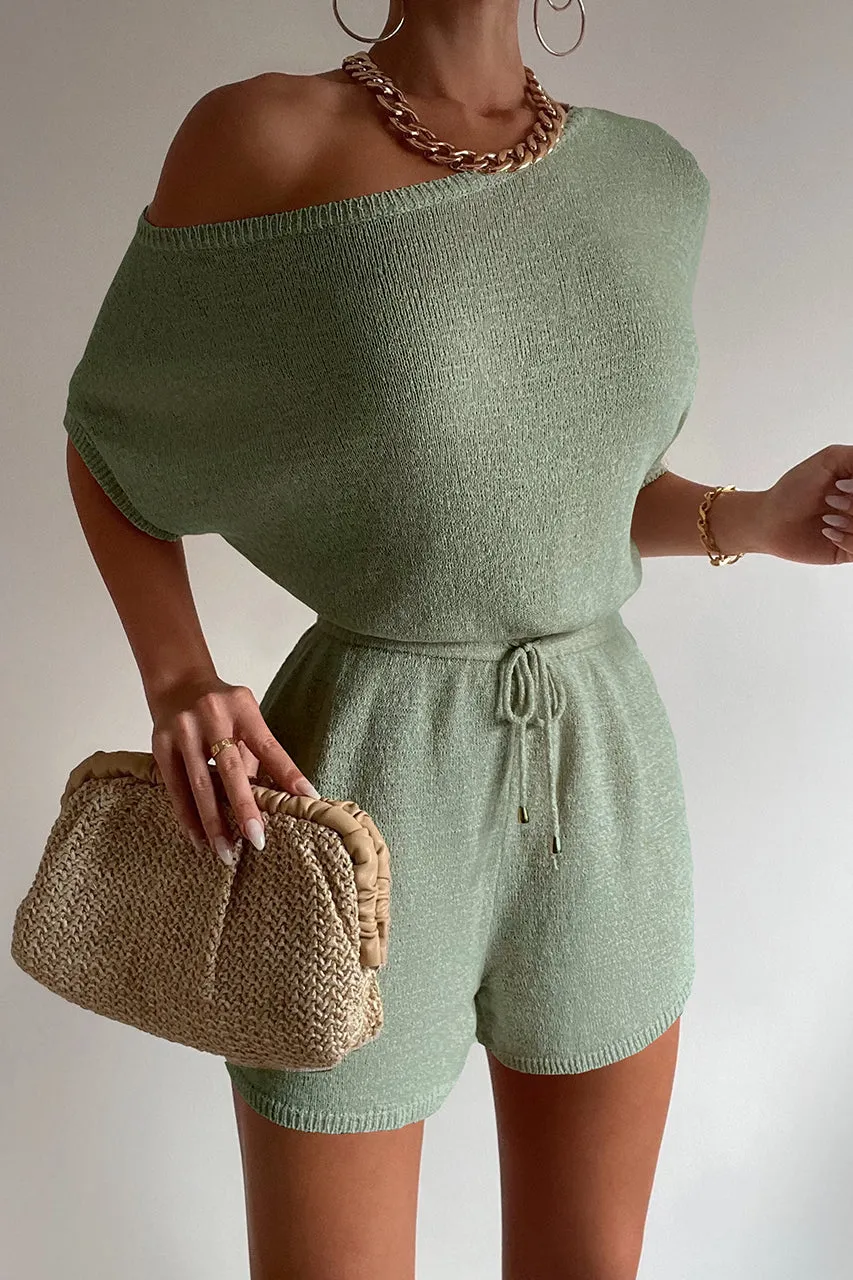 MIAMI KNIT PLAYSUIT - SAGE sold by Runaway The Label